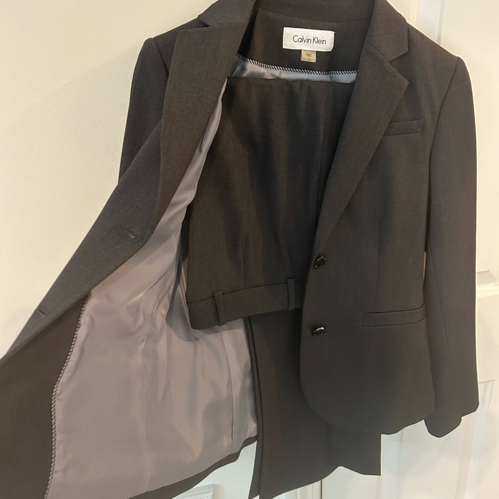 Calvin Klein Dark Gray Blazer and Pants- full woman’s suit